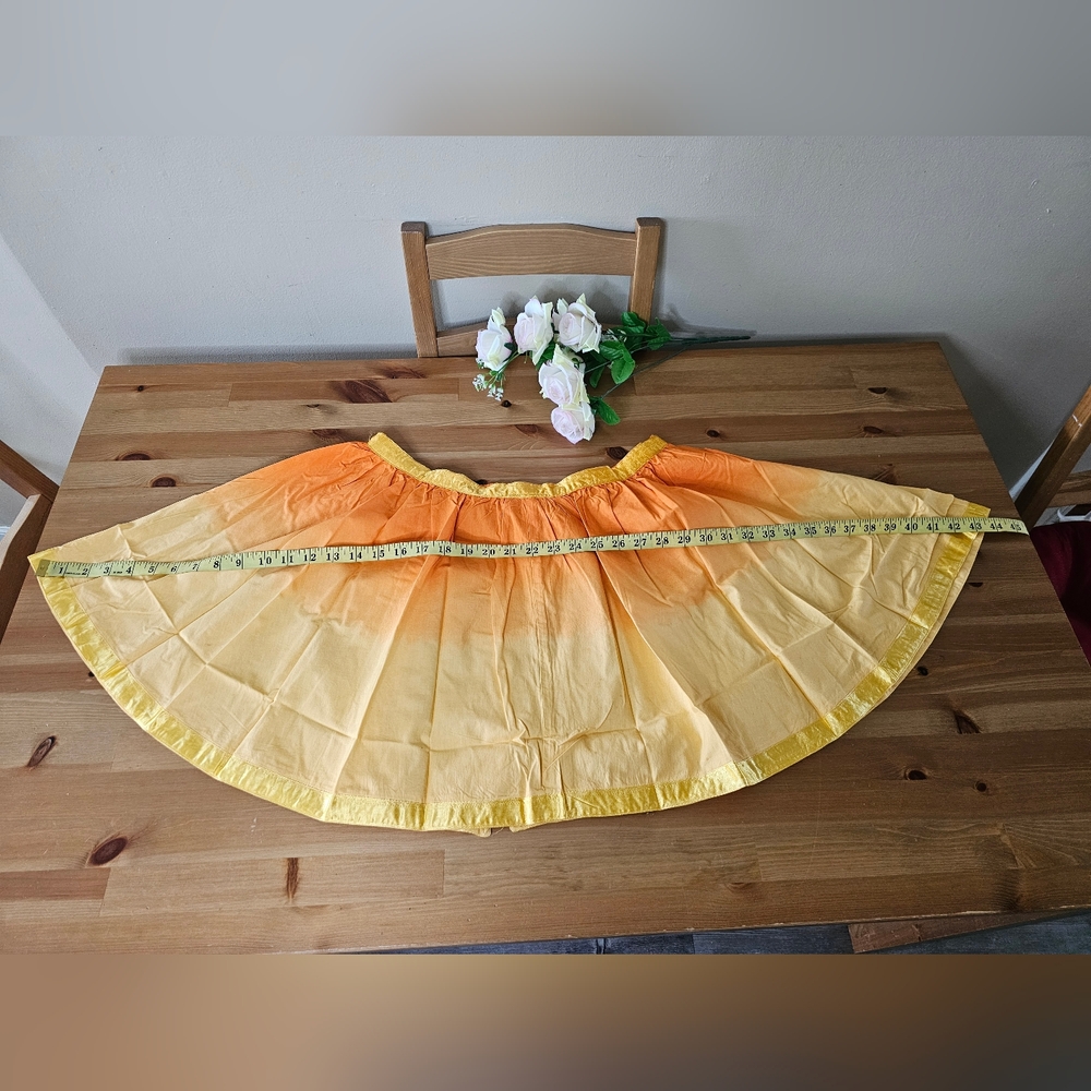 She's Cool - Mini Skirt Cotton Voile fading A-line with buttons - Orange Size L - Picture 6 of 7